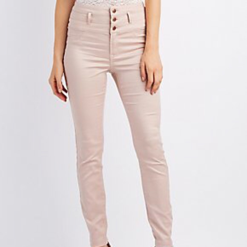 New light pink high waist skinny jeans